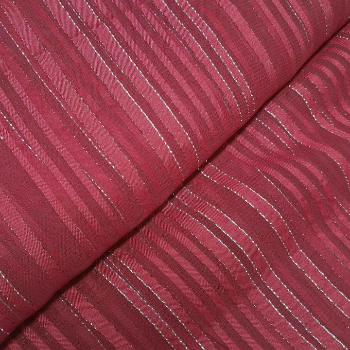 Red Stripes Printed Georgette Fabric