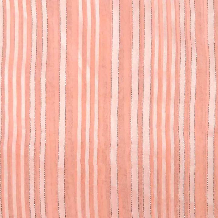 Peach Stripes Printed Georgette Fabric