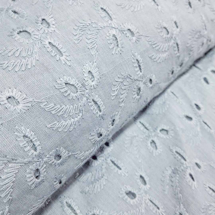 Grey Shade Embroidered Cotton Heavy Hakoba Fabric