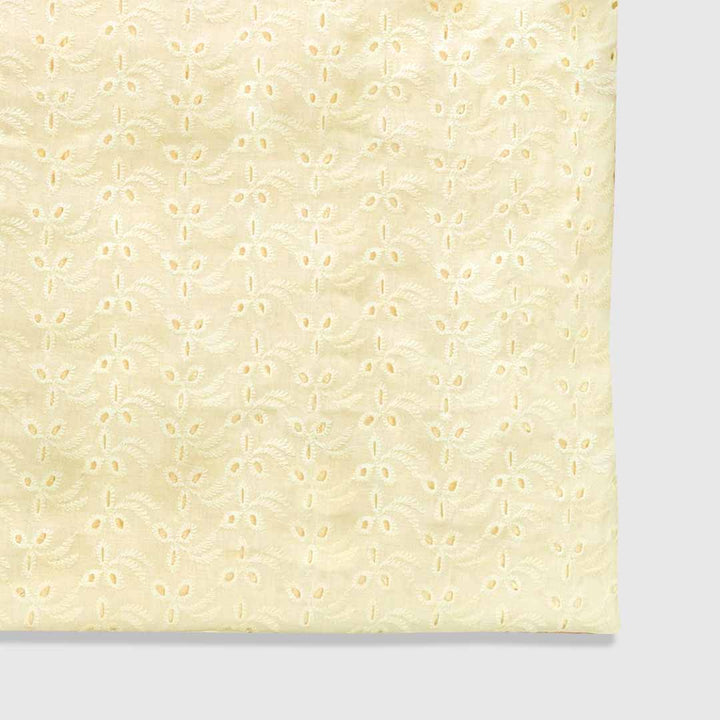 Yellow Shade Embroidered Cotton Heavy Hakoba Fabric