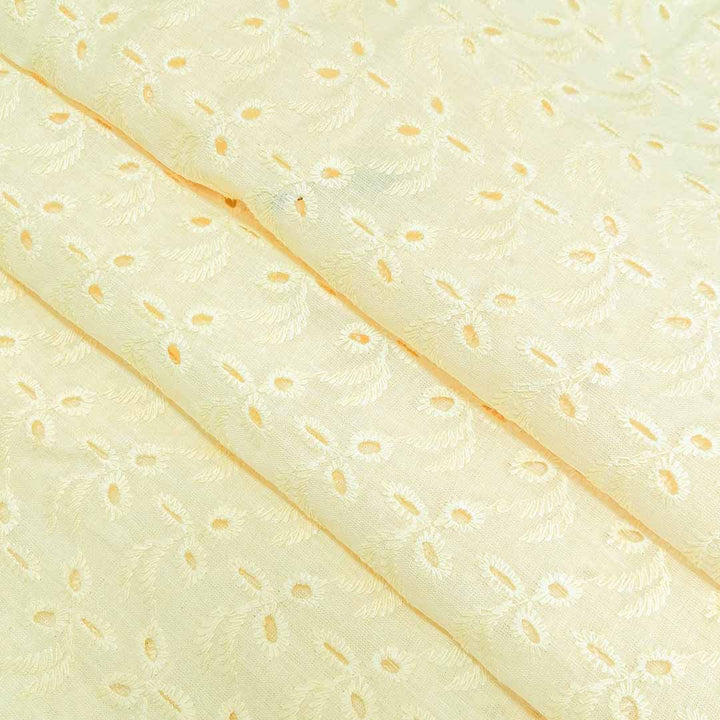 Yellow Shade Embroidered Cotton Heavy Hakoba Fabric