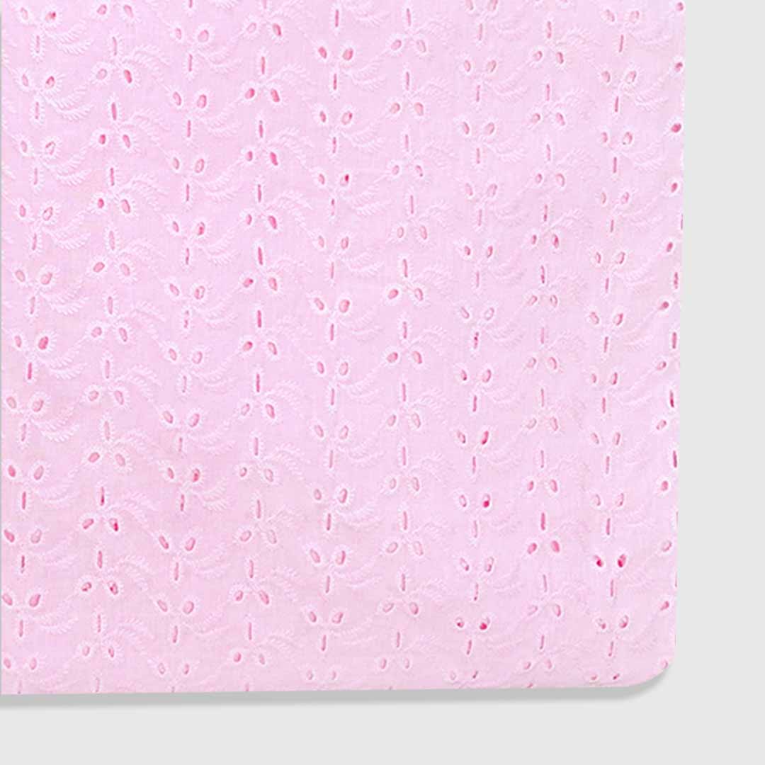 Baby Pink Shade Embroidered Cotton Heavy Hakoba Fabric