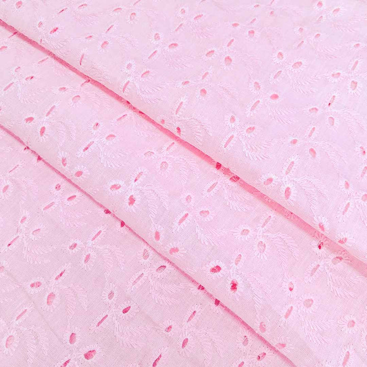 Baby Pink Shade Embroidered Cotton Heavy Hakoba Fabric