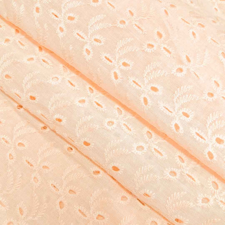 Light Peach Shade Embroidered Cotton Heavy Hakoba Fabric