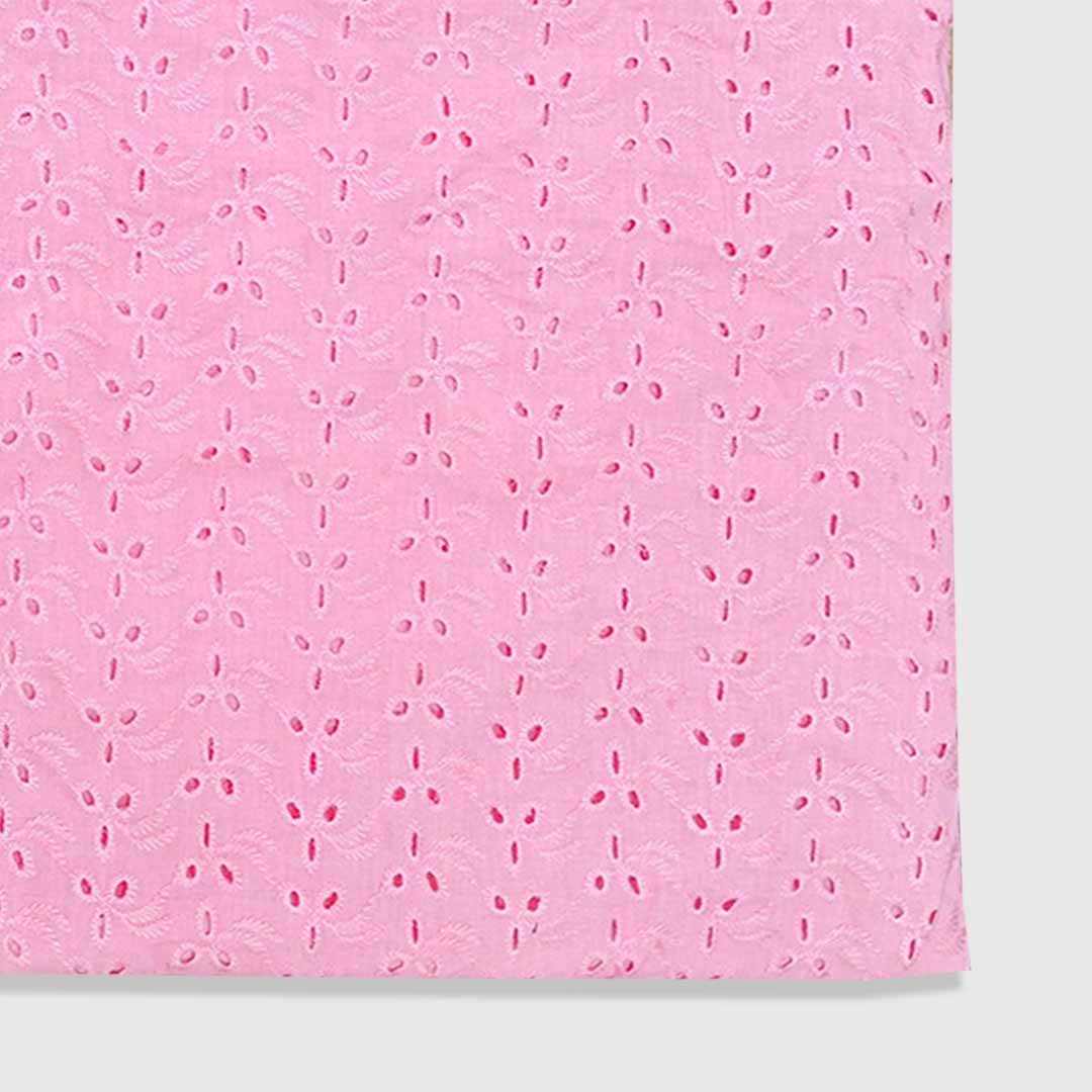 Rose Pink Shade Embroidered Cotton Heavy Hakoba Fabric