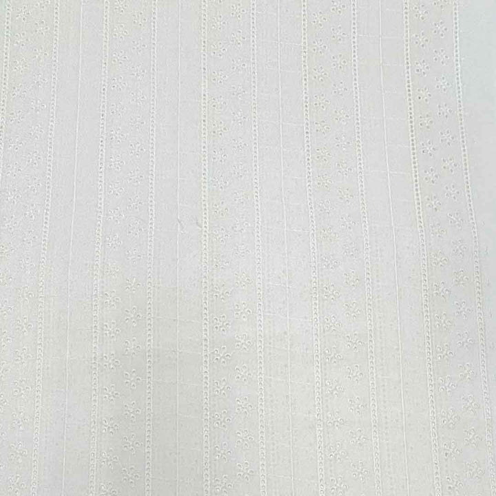 Off White Shade Embroidered Cotton Heavy Hakoba Fabric