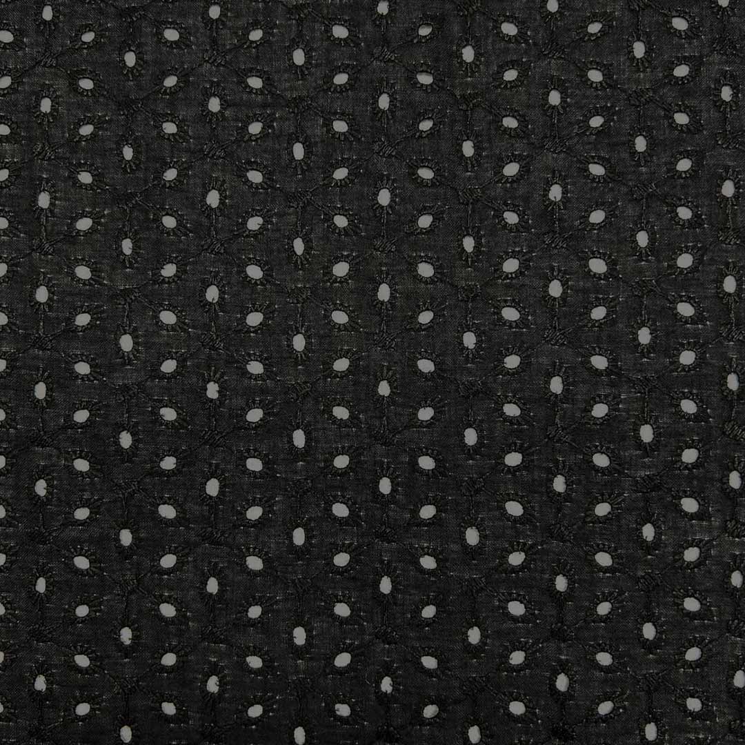 Black Embroidered Cotton Hakoba Fabric