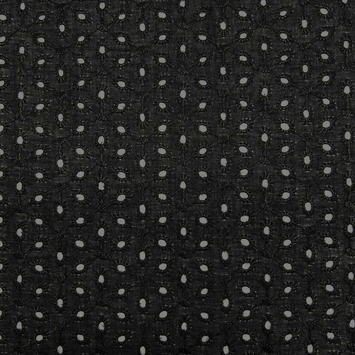 Black Embroidered Cotton Hakoba Fabric