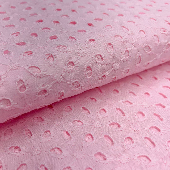 Light Pink Embroidered Cotton Hakoba Fabric