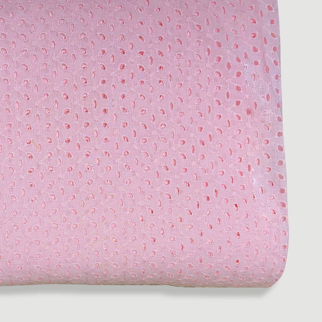 Light Pink Embroidered Cotton Hakoba Fabric