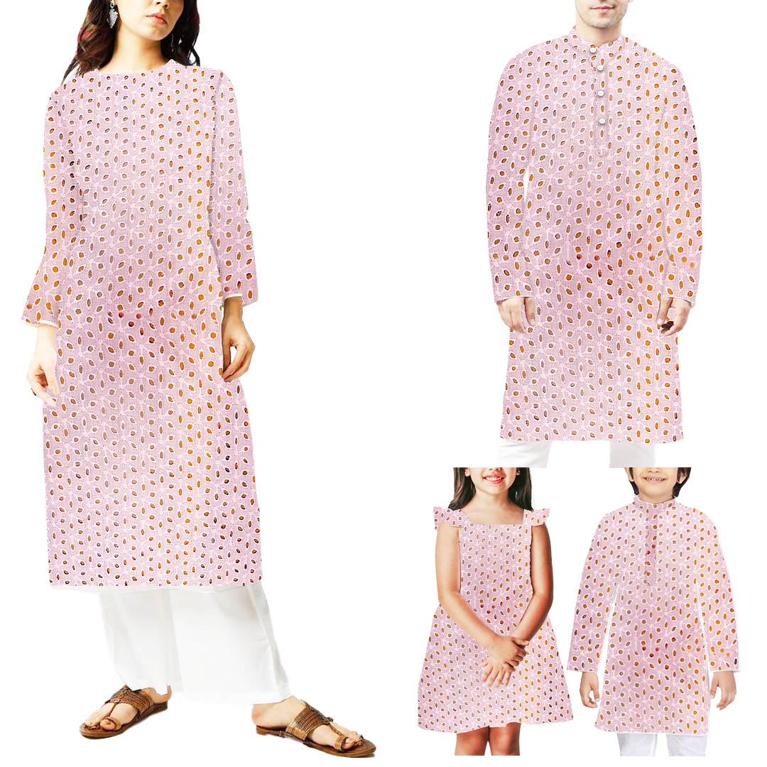 Light Pink Embroidered Cotton Hakoba Fabric