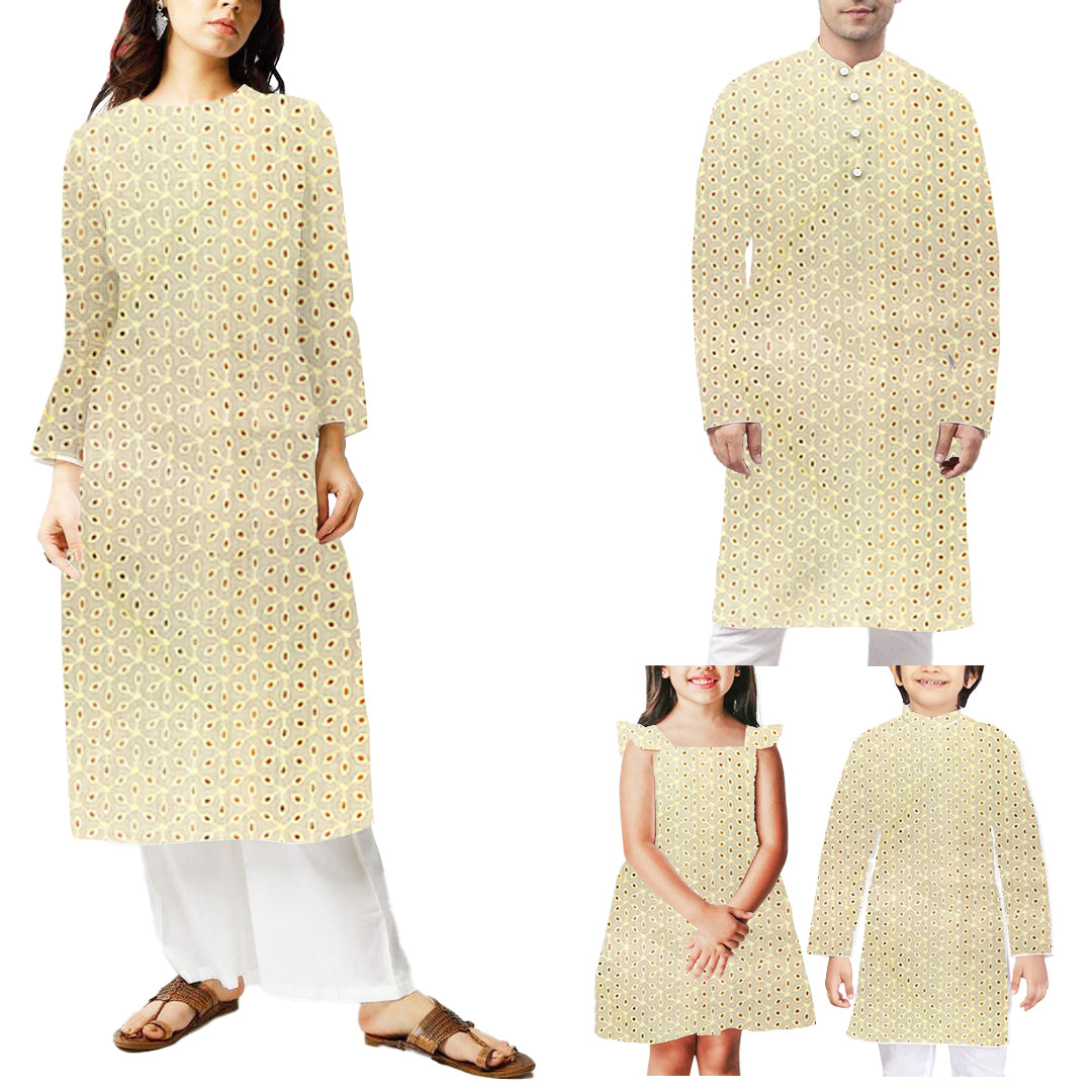 Light Yellow Embroidered Cotton Hakoba Fabric