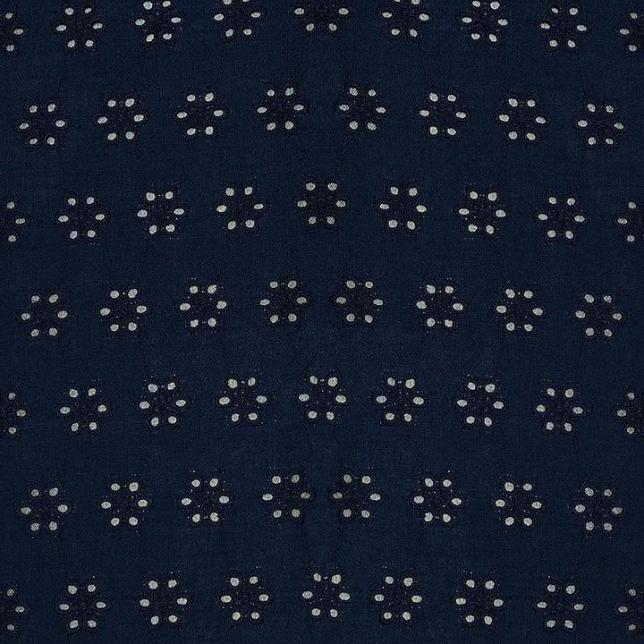 Navy Blue Embroidered Cotton Heavy Hakoba Fabric