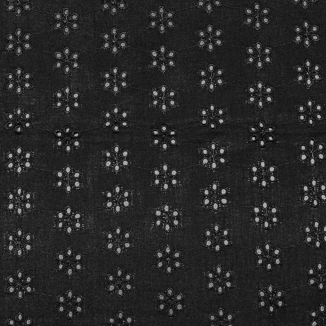 Black Shade Embroidered Cotton Heavy Hakoba Fabric