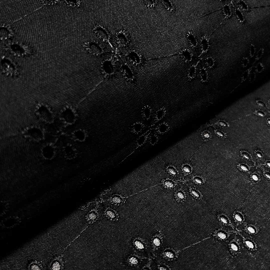 Black Shade Embroidered Cotton Heavy Hakoba Fabric