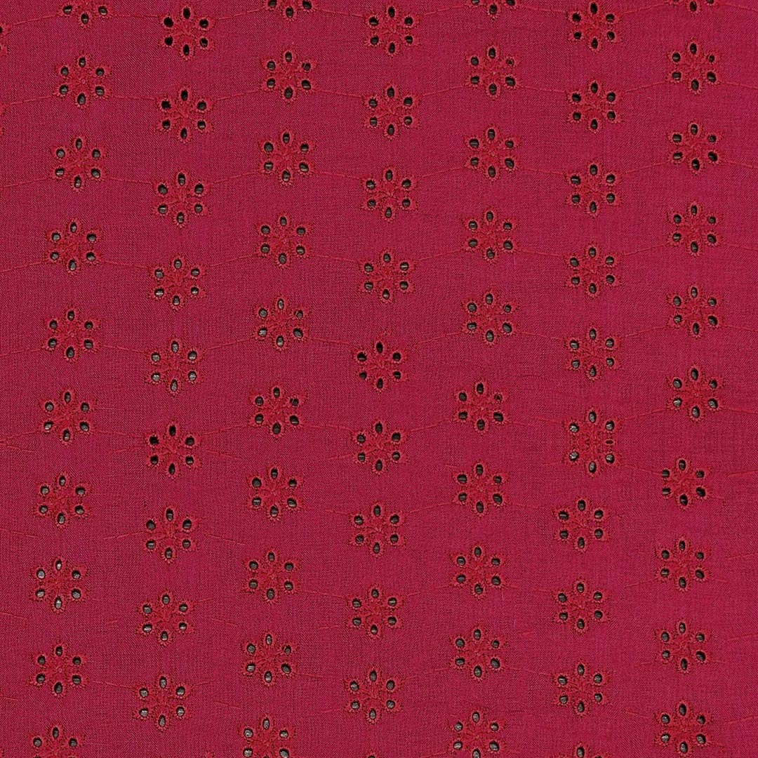 Red Shade Embroidered Cotton Heavy Hakoba Fabric