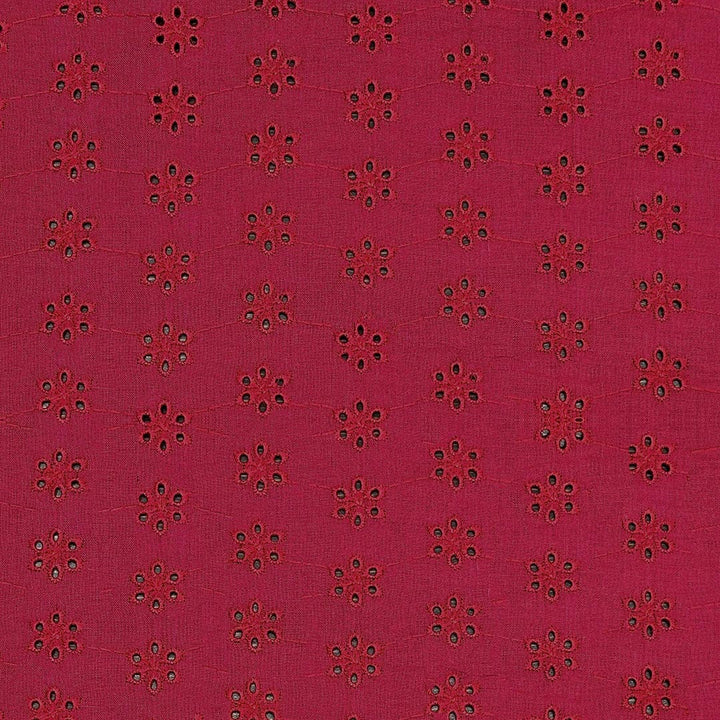 Red Shade Embroidered Cotton Heavy Hakoba Fabric