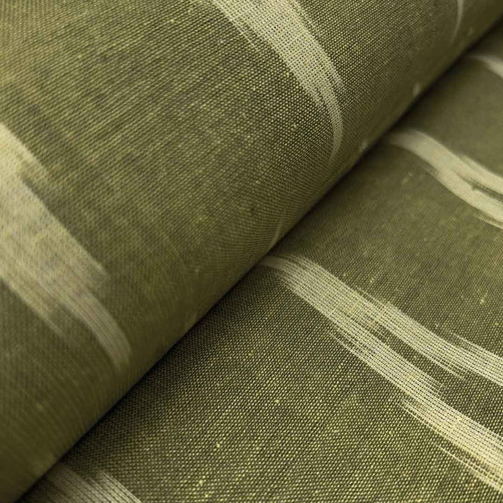 Olive Green Shade Ikkat Striped Unstitched Fabric