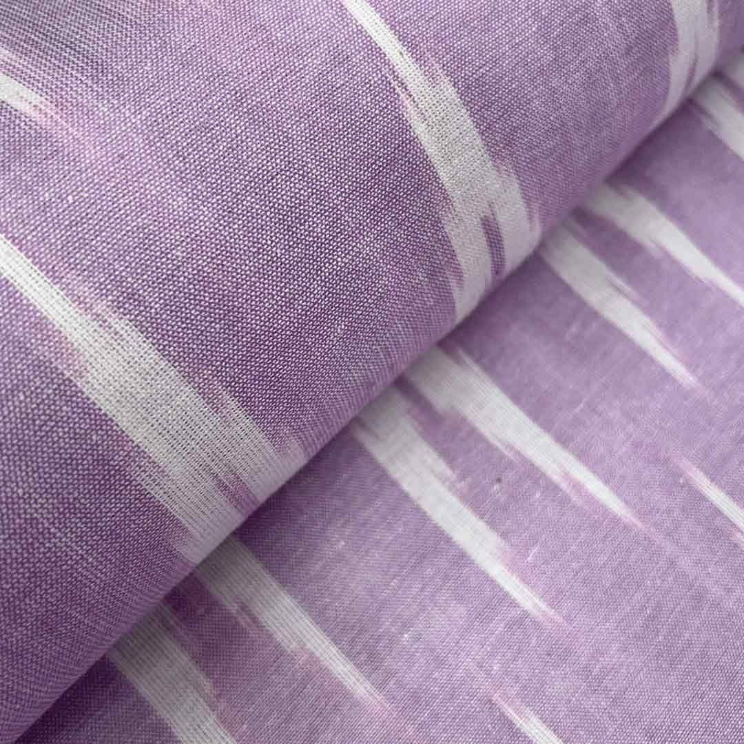 Light Purple Shade Ikkat Striped Unstitched Fabric