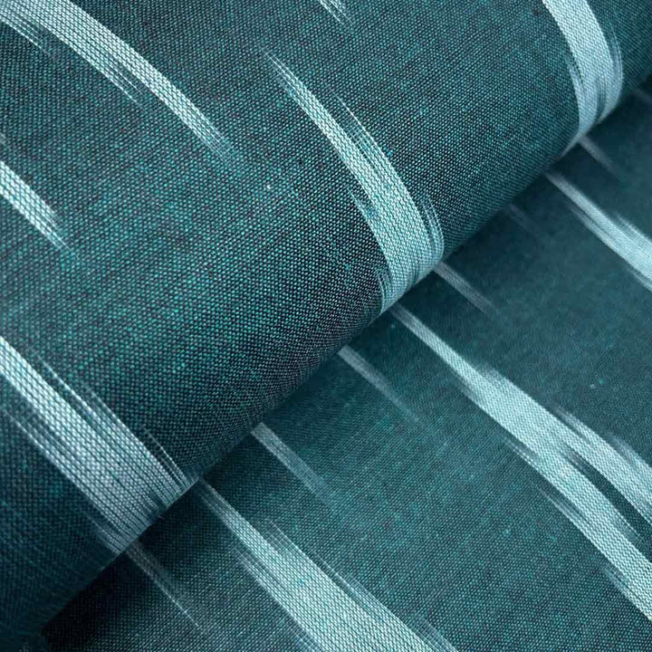 Green Blue Shade Shade Ikkat Striped Unstitched Fabric