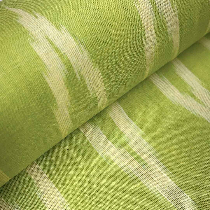 Light Green Shade Ikkat Striped Unstitched Fabric