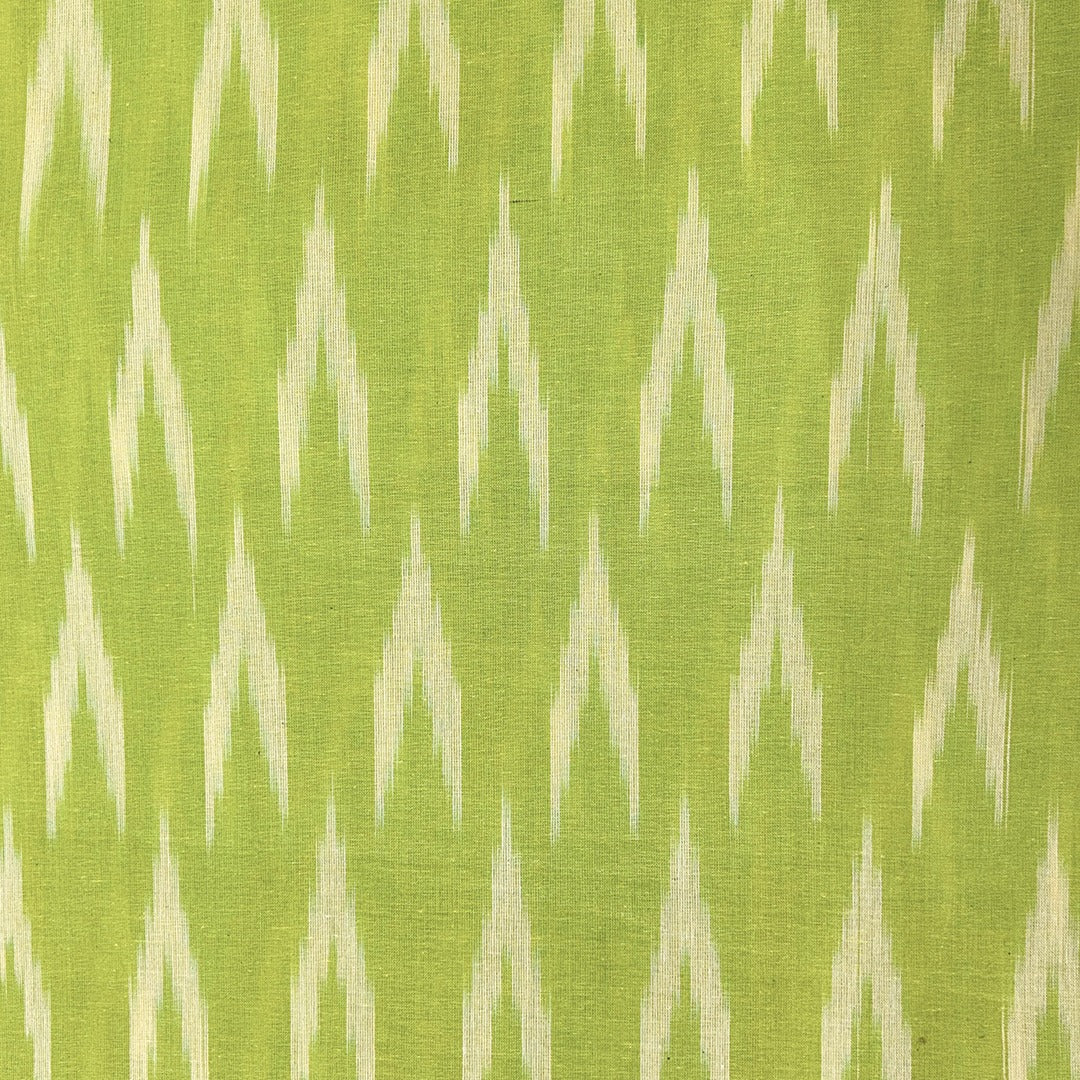 Light Green Shade Ikkat Striped Unstitched Fabric