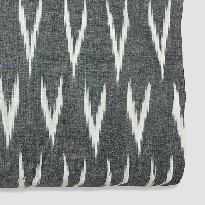 Dark Grey Shade Ikkat Striped Unstitched Fabric