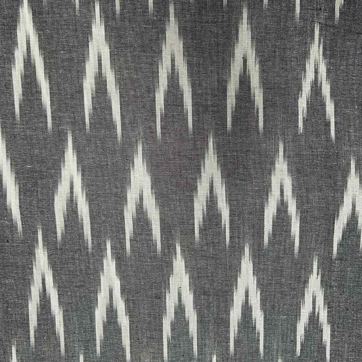 Dark Grey Shade Ikkat Striped Unstitched Fabric