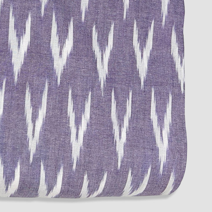 Dark Purple Shade Ikkat Striped Unstitched Fabric