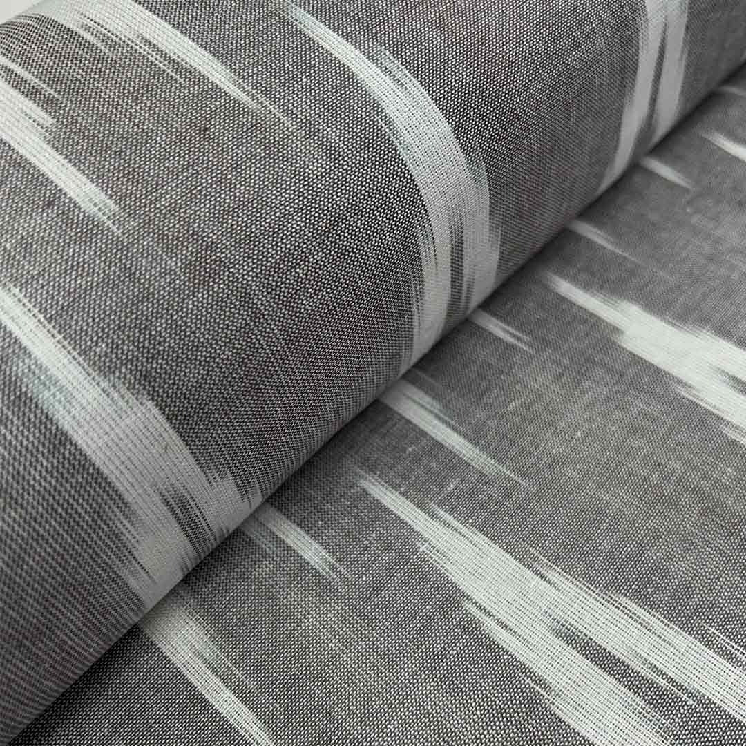 Grey Shade Ikkat Striped Unstitched Fabric