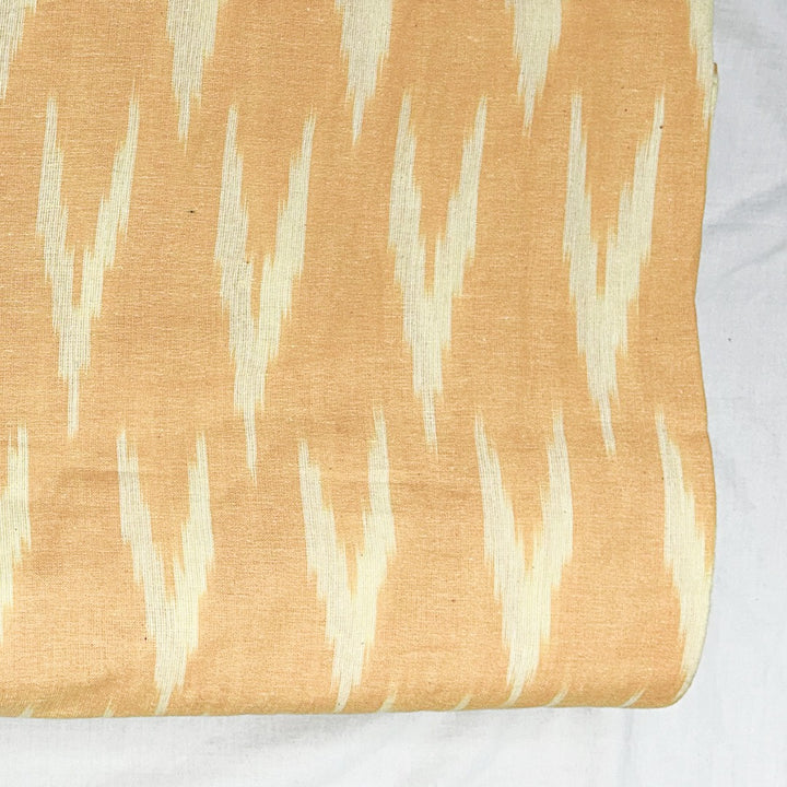 Light Orange Shade Ikkat Striped Unstitched Fabric