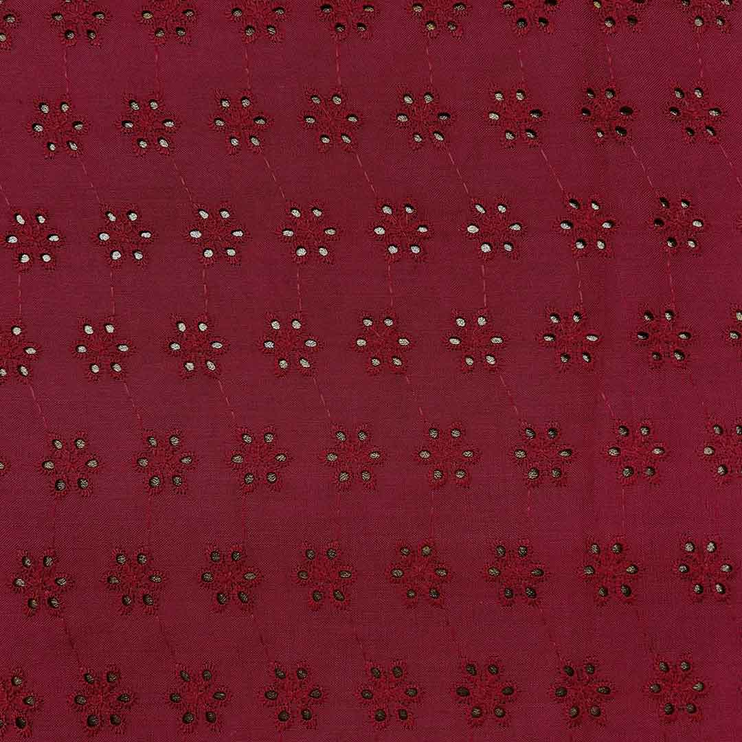 Maroon Shade Embroidered Cotton Heavy Hakoba Fabric