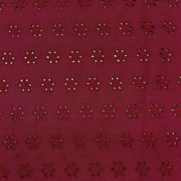 Maroon Shade Embroidered Cotton Heavy Hakoba Fabric