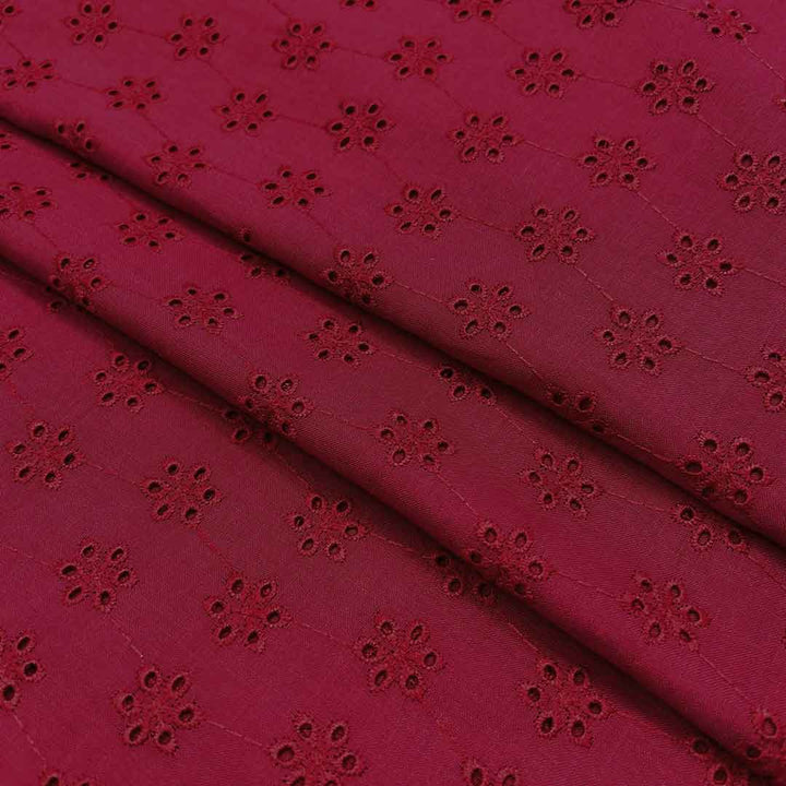 Maroon Shade Embroidered Cotton Heavy Hakoba Fabric