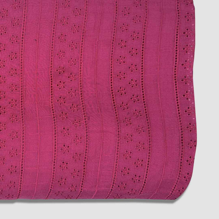 Pink Shade Embroidered Cotton Heavy Hakoba Fabric