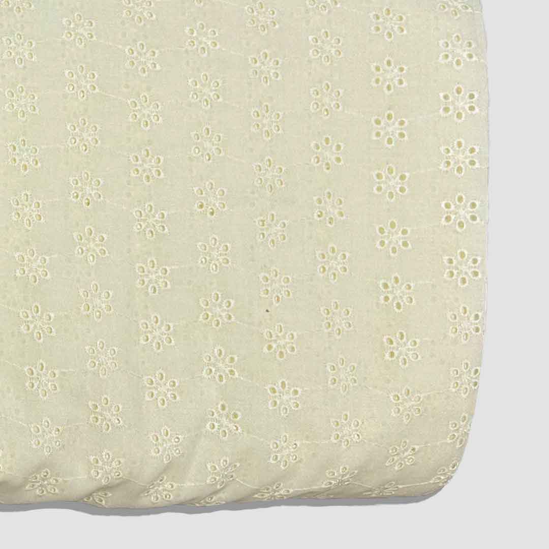 Off White Shade Embroidered Cotton Heavy Hakoba Fabric