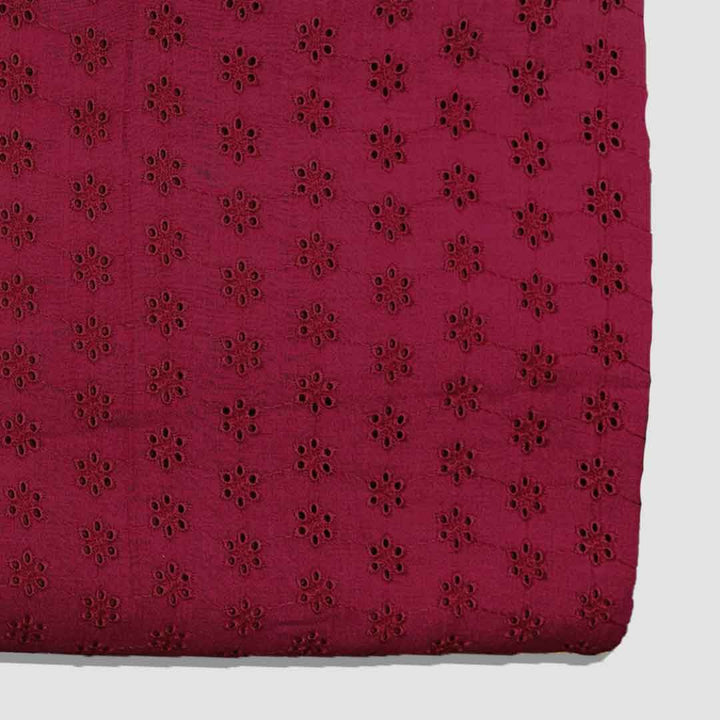 Maroon Shade Embroidered Cotton Heavy Hakoba Fabric