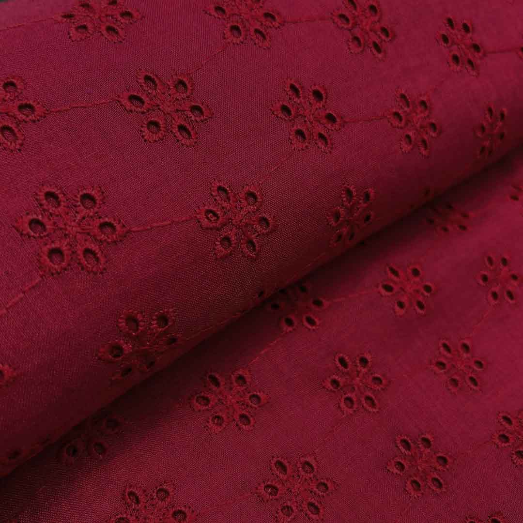 Maroon Shade Embroidered Cotton Heavy Hakoba Fabric