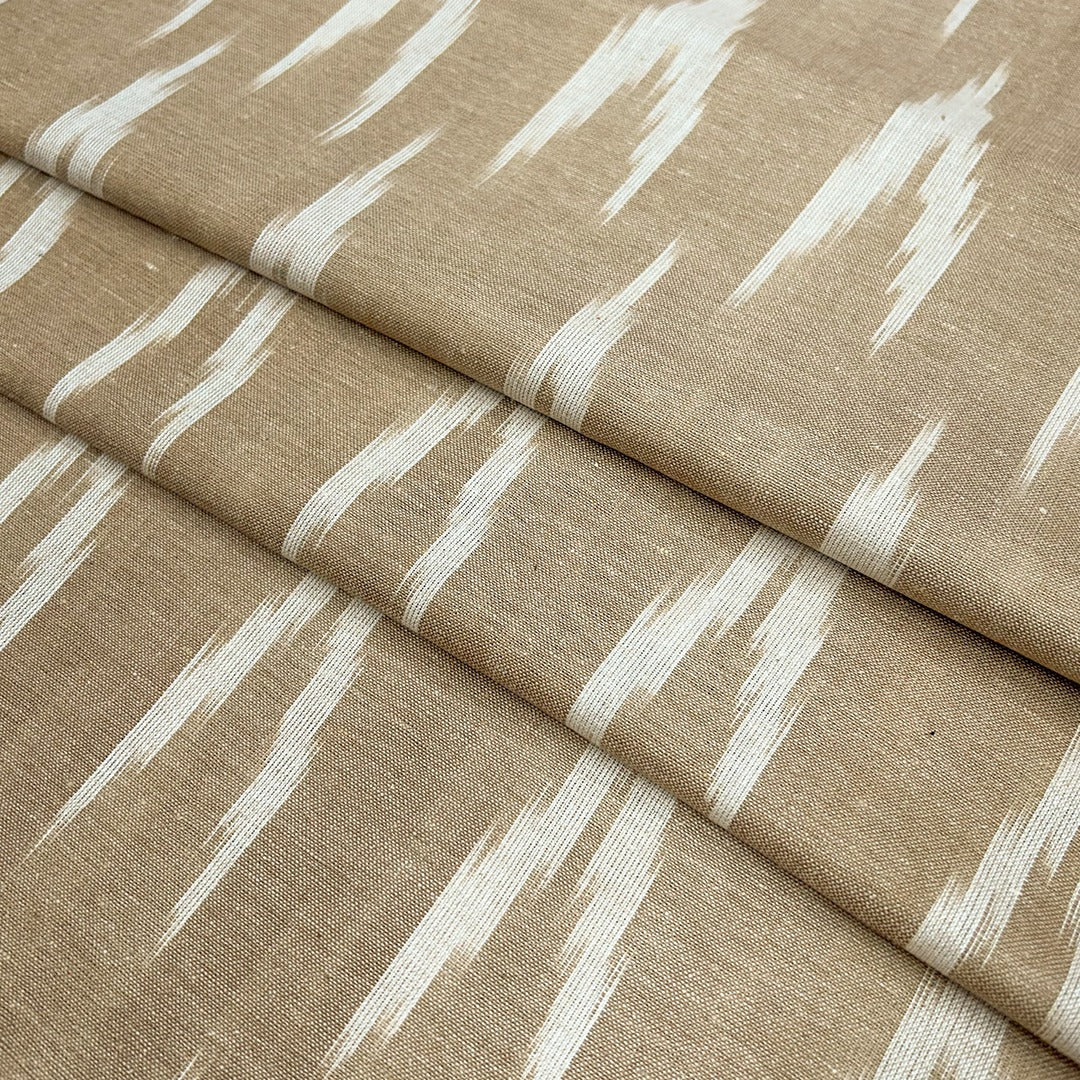 Light Brown Shade Ikkat Striped Unstitched Fabric