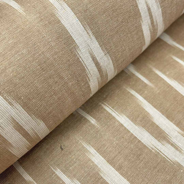 Light Brown Shade Ikkat Striped Unstitched Fabric