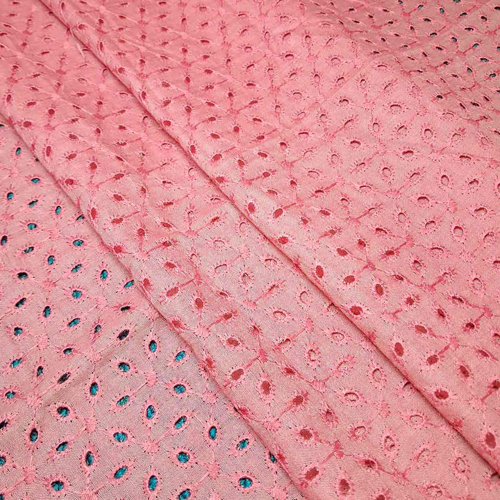 Onion Colour Shade Embroidered Cotton Hakoba Fabric