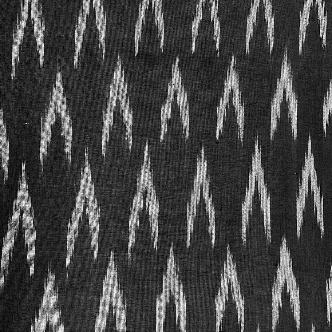 Black Shade Shade Ikkat Striped Unstitched Fabric