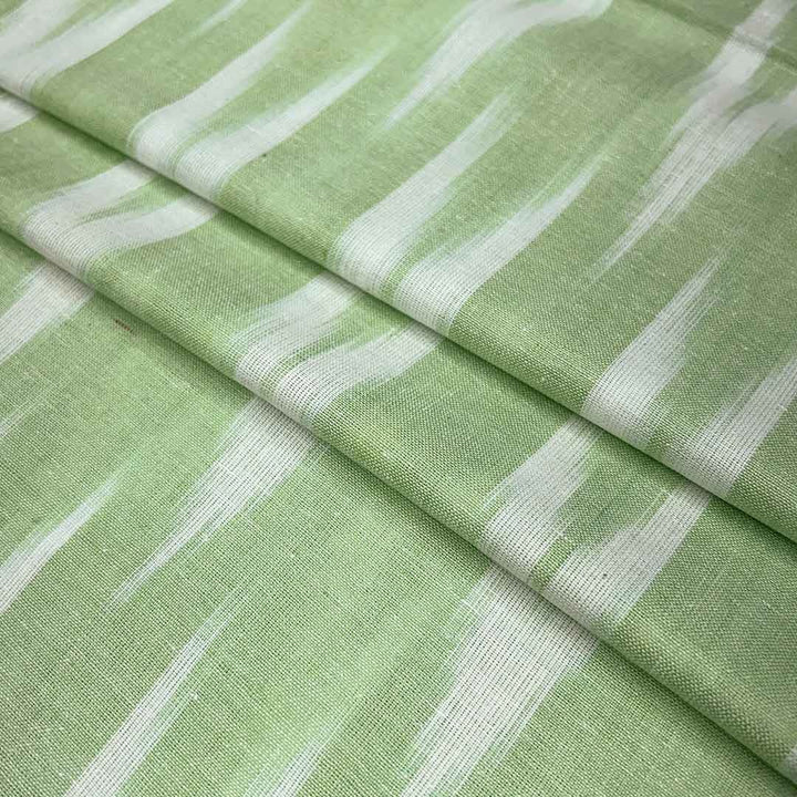 Mint Green Shade Ikkat Striped Unstitched Fabric