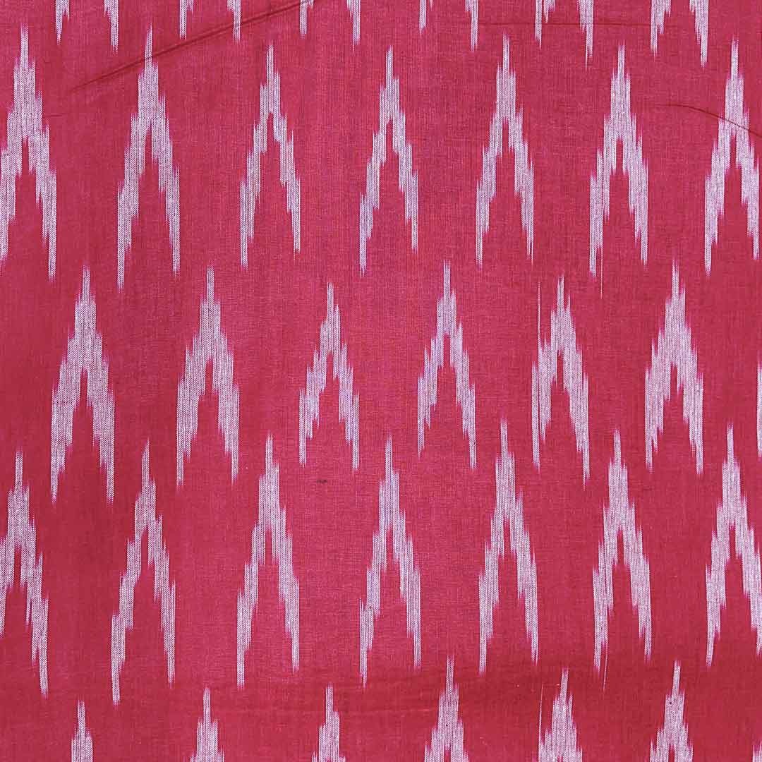 Rose Pink Shade Ikkat Striped Unstitched Fabric