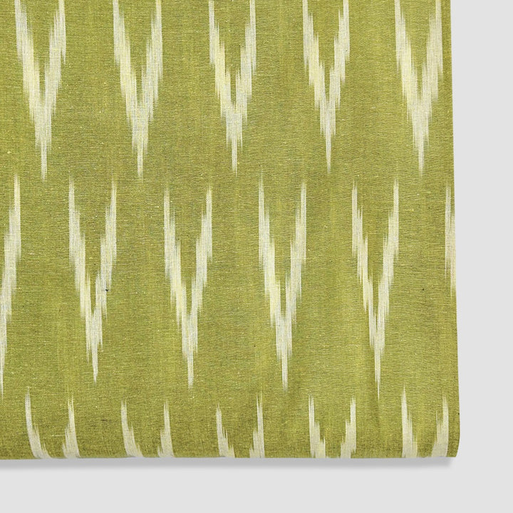 Green Shade Ikkat Striped Unstitched Fabric