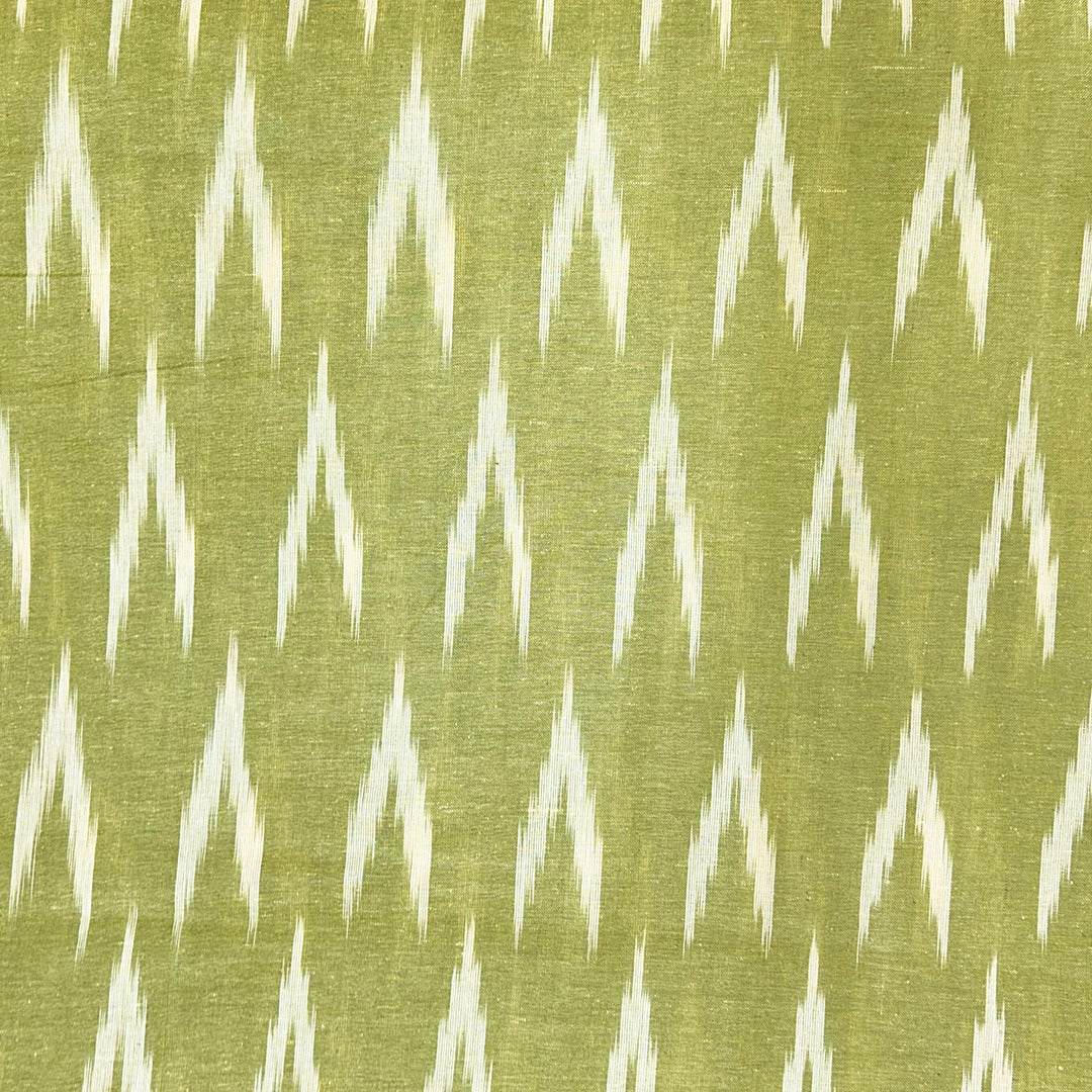 Green Shade Ikkat Striped Unstitched Fabric