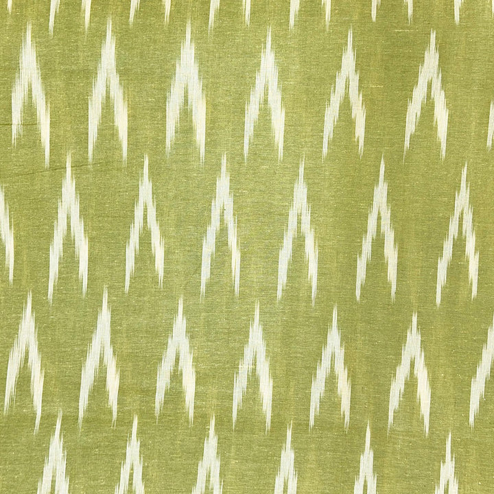 Green Shade Ikkat Striped Unstitched Fabric