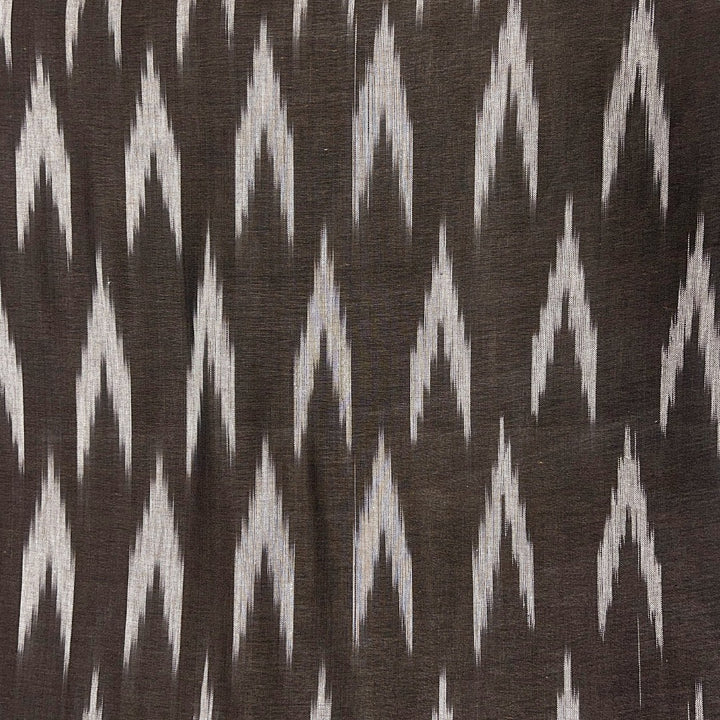 Dark Brown Shade Ikkat Striped Unstitched Fabric