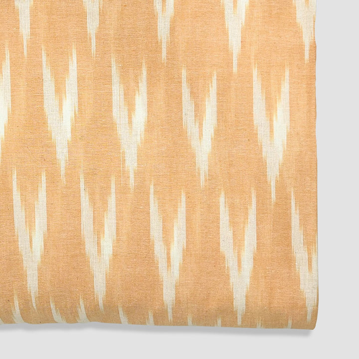 Peach Shade Ikkat Striped Unstitched Fabric