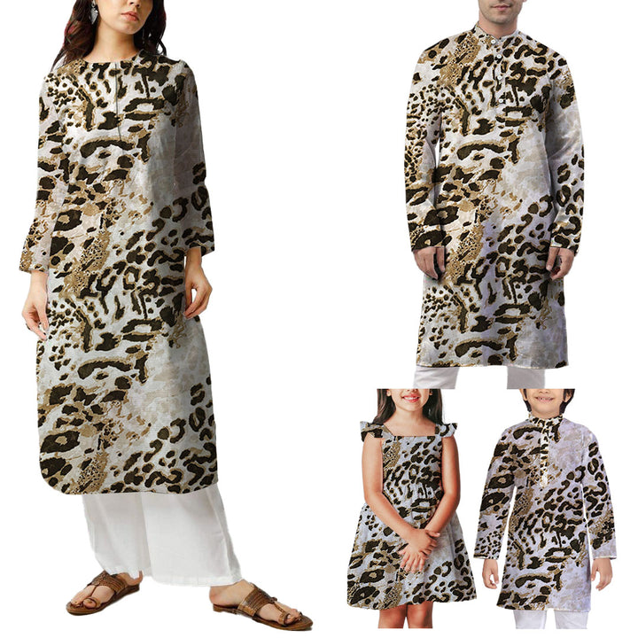 Black, Brown With Cream Animal Printed Georgette Fabric